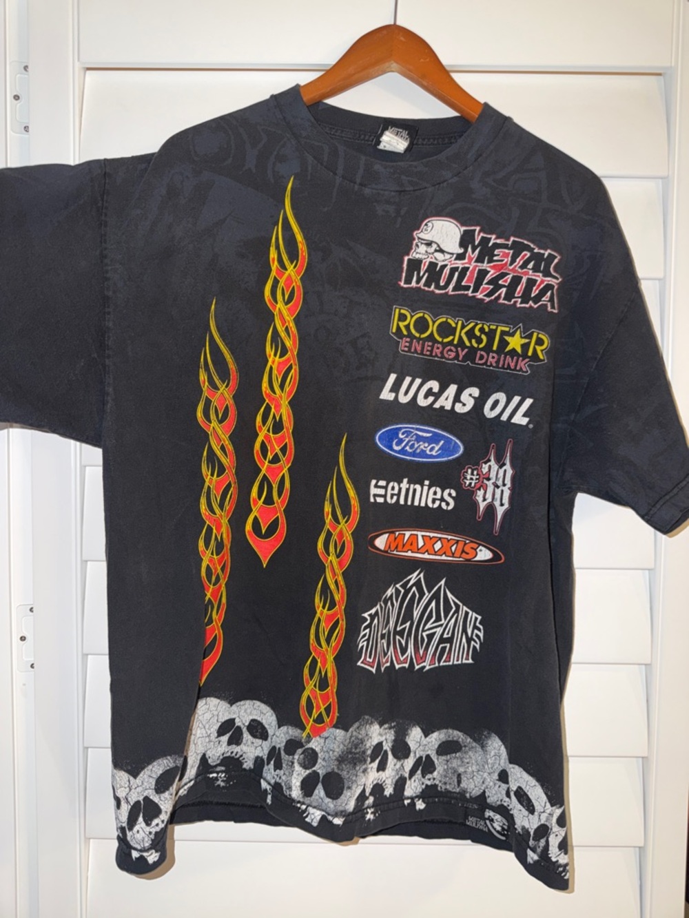 Metal Mulisha Black Tee with Red & Yellow Flame Graphics